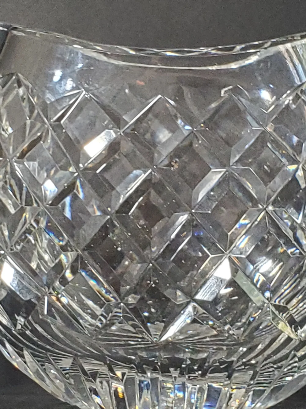 Waterford Vintage Crystal Vase in the Comeragh Pattern & Scooped Rim